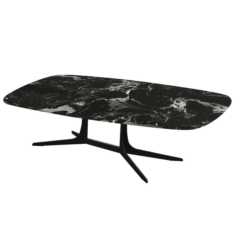HANNA – Mix & Match Marble Coffee Table with Black Metal Leg (1400mm x 800mm)