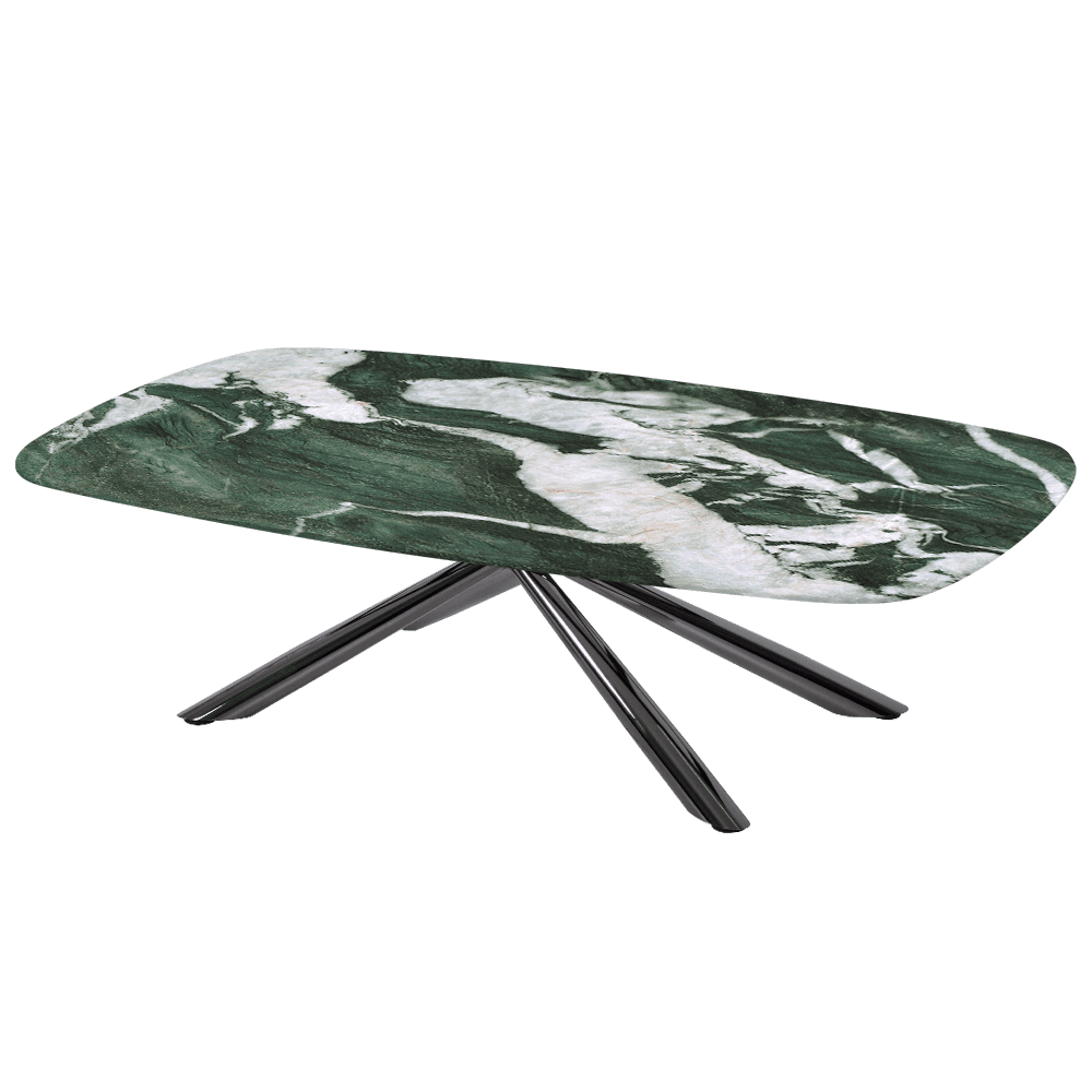 XYLIA – Mix & Match Marble Coffee Table with Black Glossy Metal Leg (1400mm x 800mm)