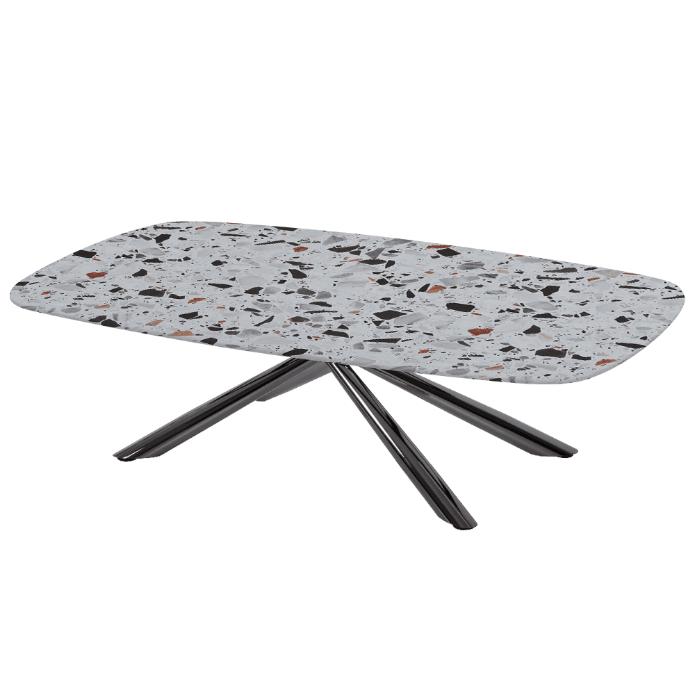 XYLIA – Mix & Match Marble Coffee Table with Black Glossy Metal Leg (1400mm x 800mm)