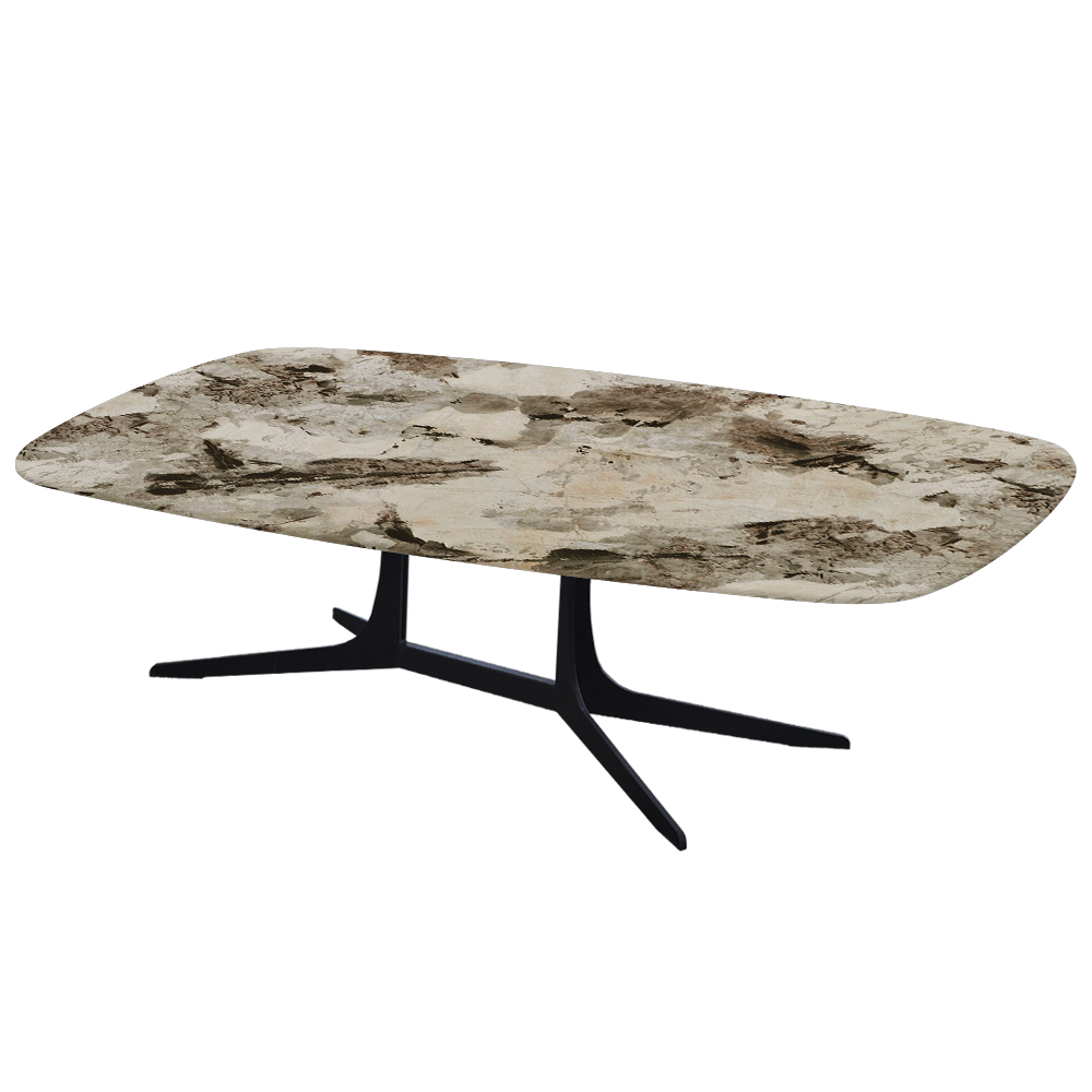 HANNA – Mix & Match Marble Coffee Table with Black Metal Leg (1400mm x 800mm)