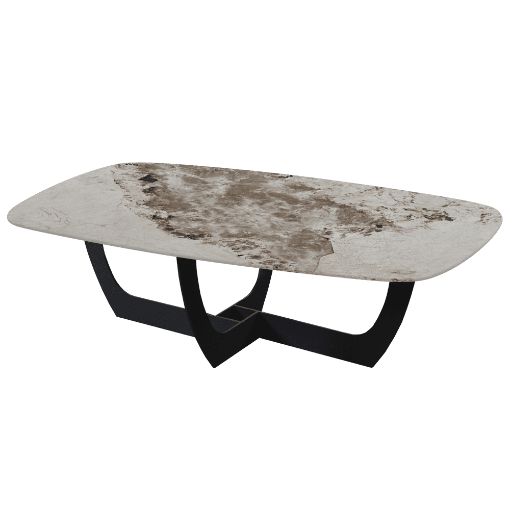 VIENNA – Mix & Match Marble Coffee Table with Black Metal Leg (1400mmx800mm)