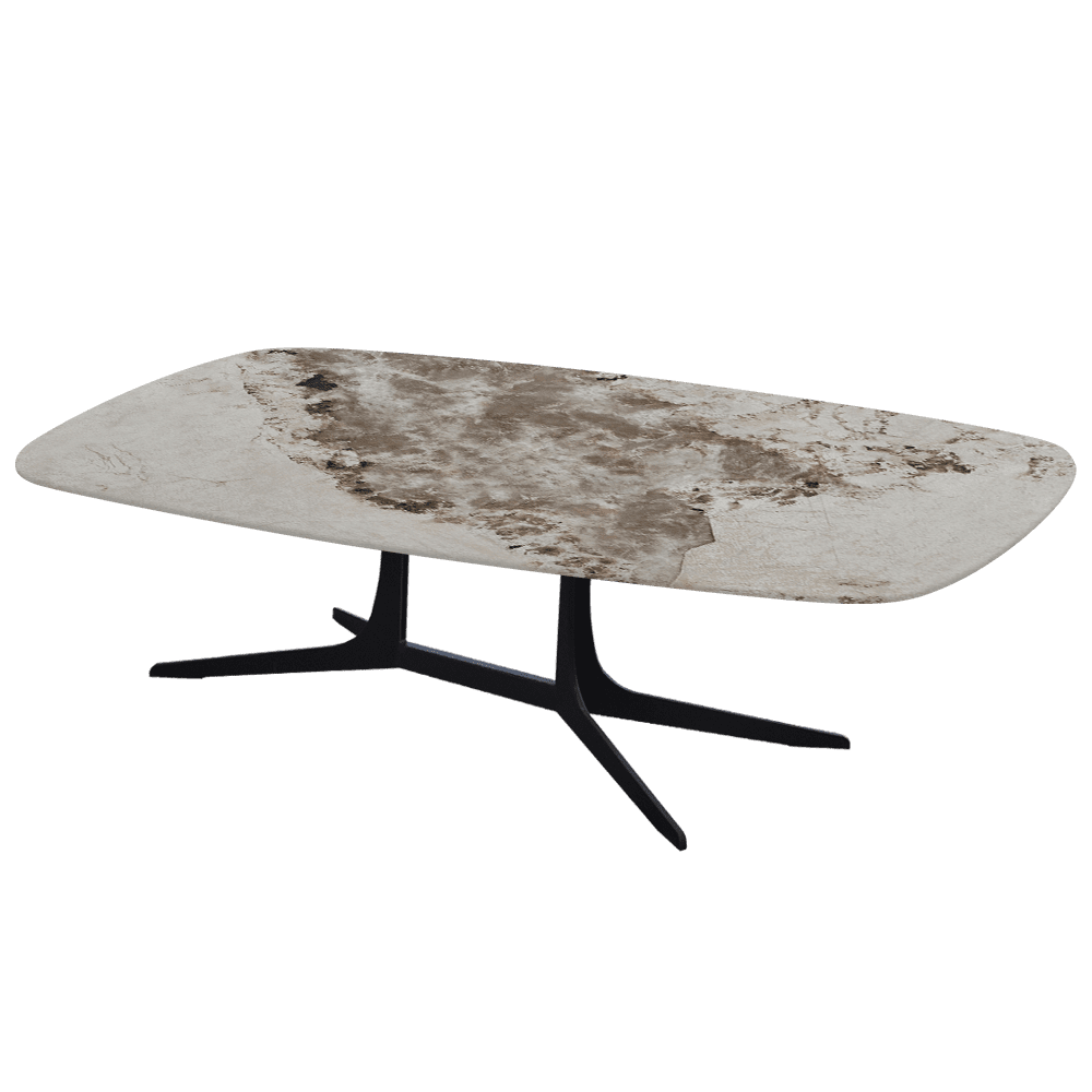 HANNA – Mix & Match Marble Coffee Table with Black Metal Leg (1400mm x 800mm)