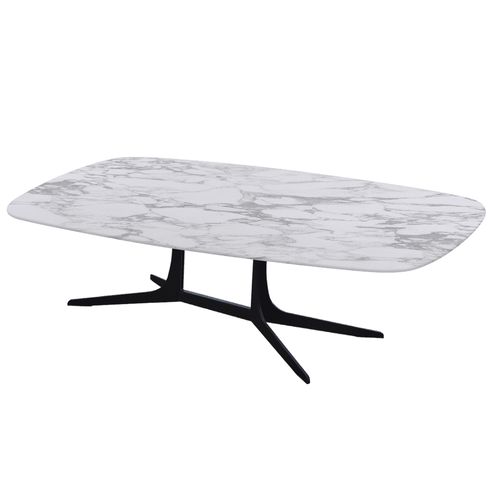 HANNA – Mix & Match Marble Coffee Table with Black Metal Leg (1400mm x 800mm)