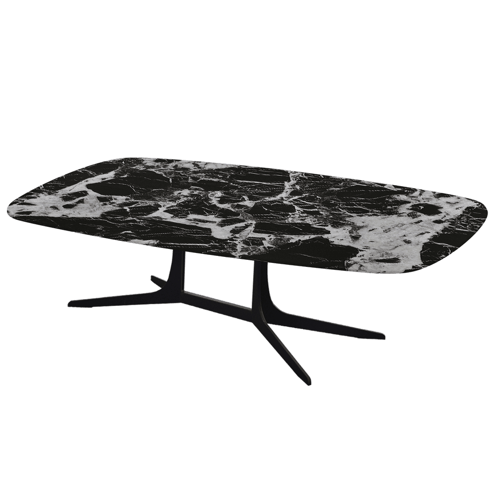 HANNA – Mix & Match Marble Coffee Table with Black Metal Leg (1400mm x 800mm)