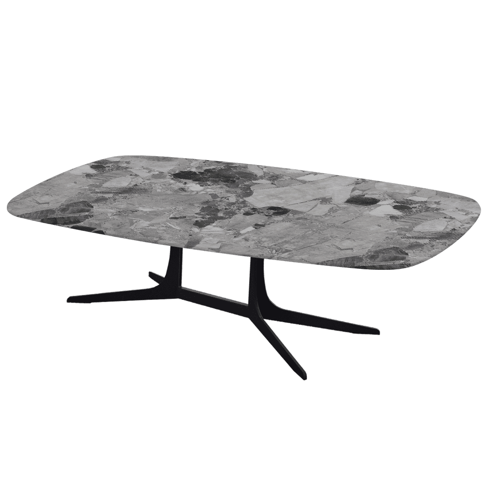HANNA – Mix & Match Marble Coffee Table with Black Metal Leg (1400mm x 800mm)