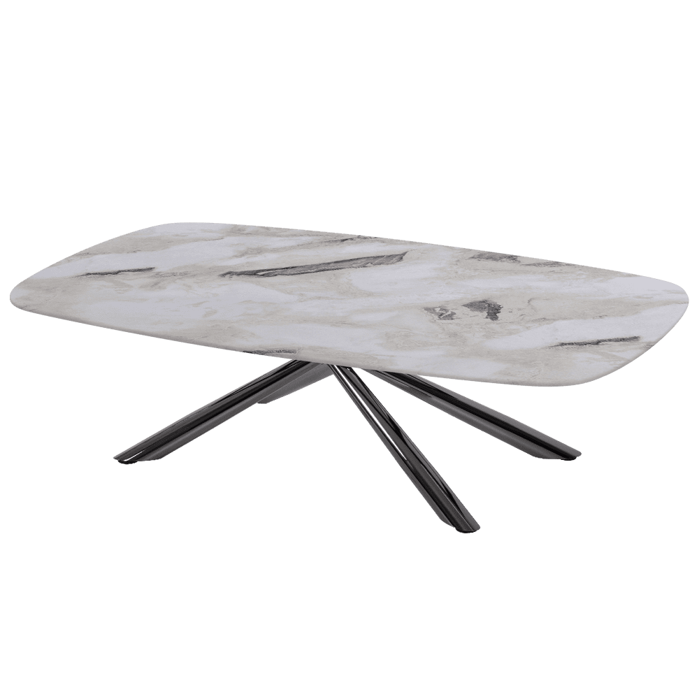 XYLIA – Mix & Match Marble Coffee Table with Black Glossy Metal Leg (1400mm x 800mm)