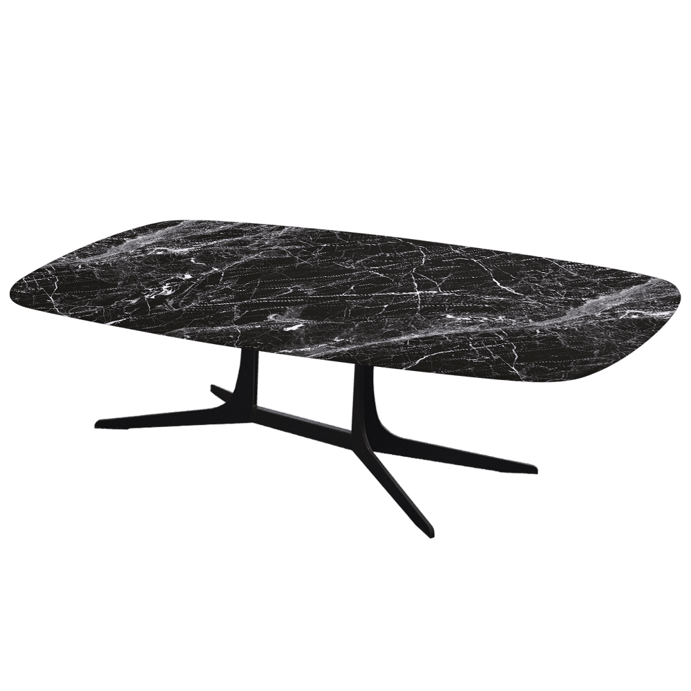 HANNA – Mix & Match Marble Coffee Table with Black Metal Leg (1400mm x 800mm)
