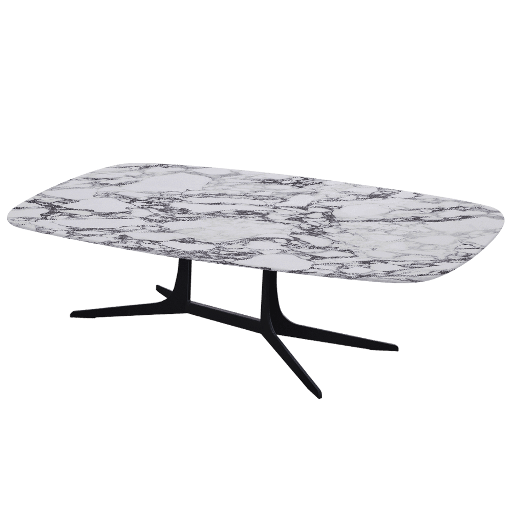 HANNA – Mix & Match Marble Coffee Table with Black Metal Leg (1400mm x 800mm)