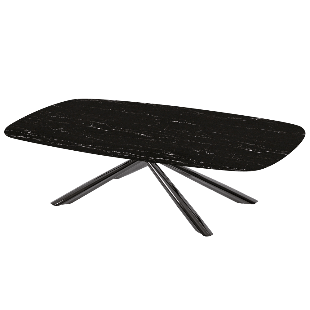 XYLIA – Mix & Match Marble Coffee Table with Black Glossy Metal Leg (1400mm x 800mm)