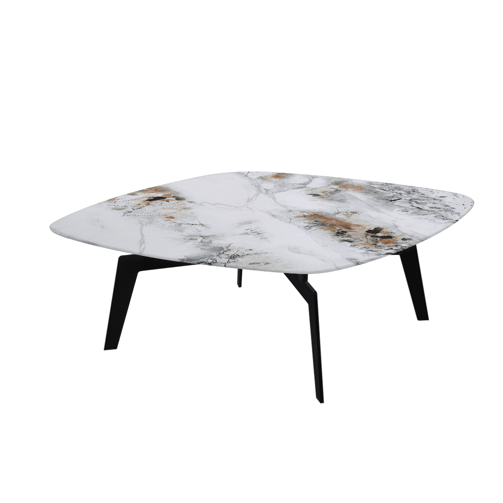 SELENA – Mix & Match Marble Coffee Table with Black Metal Leg