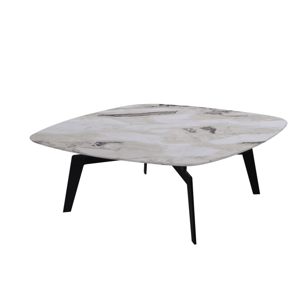 SELENA – Mix & Match Marble Coffee Table with Black Metal Leg