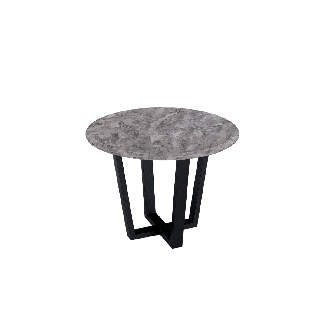Mix & Match Round Marble Dining Table with Black Metal Base (4-seater)