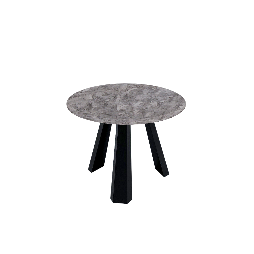 Mix & Match Round Marble Dining Table with Black Metal Base (4-seater)