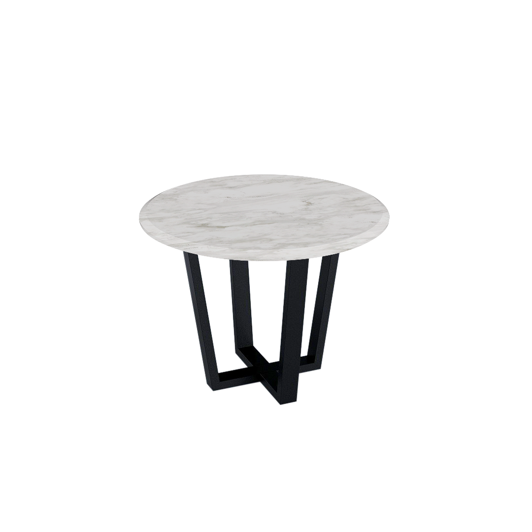 Mix & Match Round Marble Dining Table with Black Metal Base (4-seater)