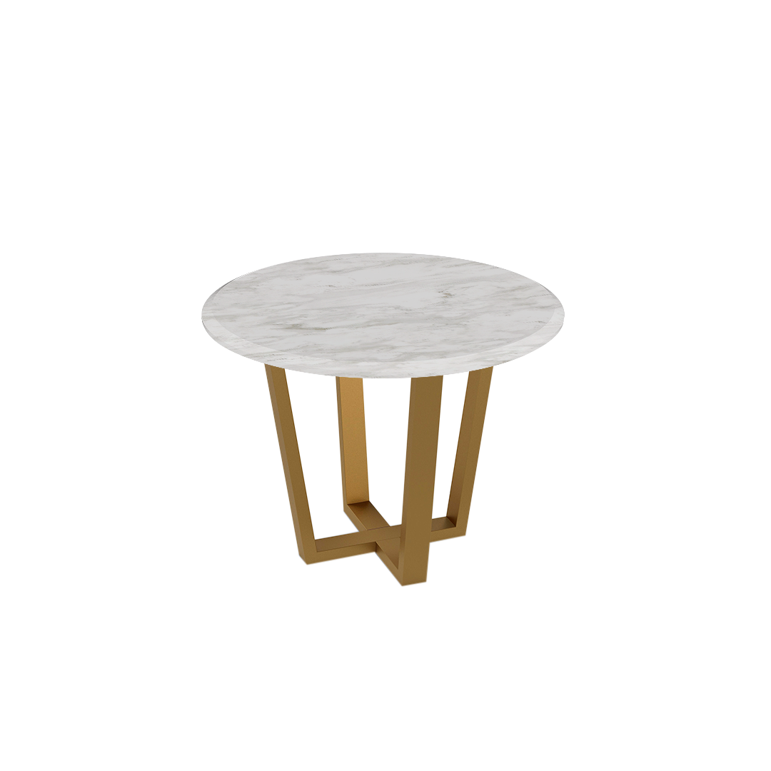 Mix & Match Round Marble Dining Table with Gold Metal Base (4-seater)