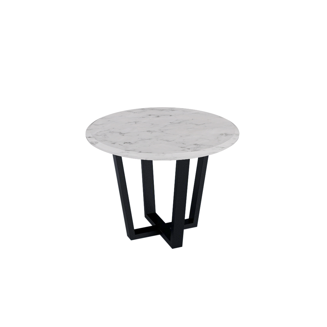 Mix & Match Round Marble Dining Table with Black Metal Base (4-seater)