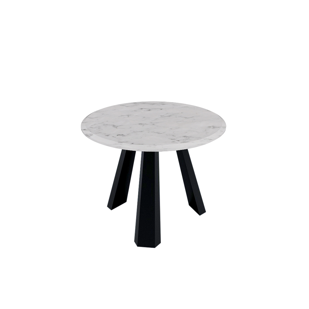 Mix & Match Round Marble Dining Table with Black Metal Base (4-seater)