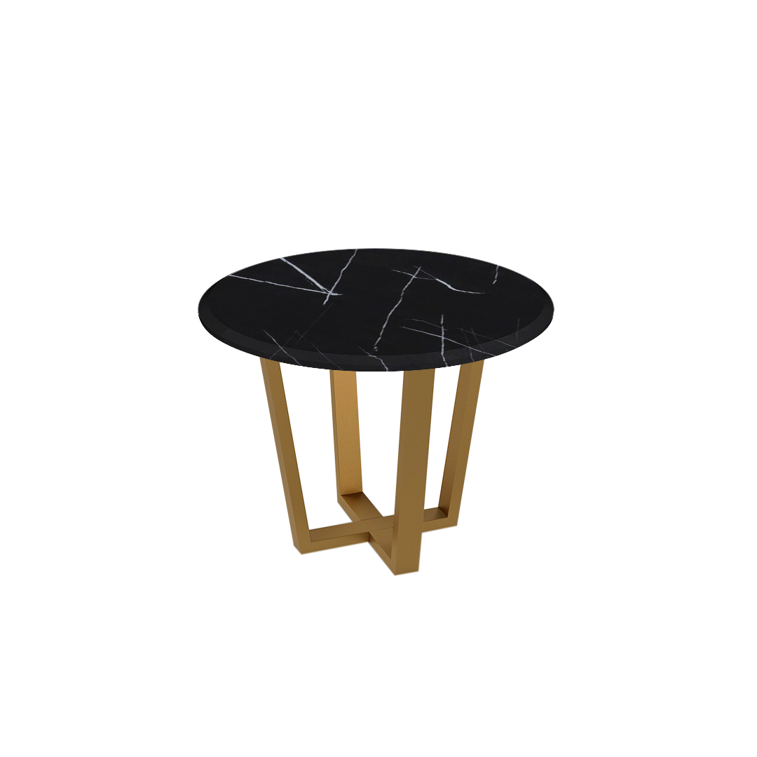 Mix & Match Round Marble Dining Table with Gold Metal Base (4-seater)