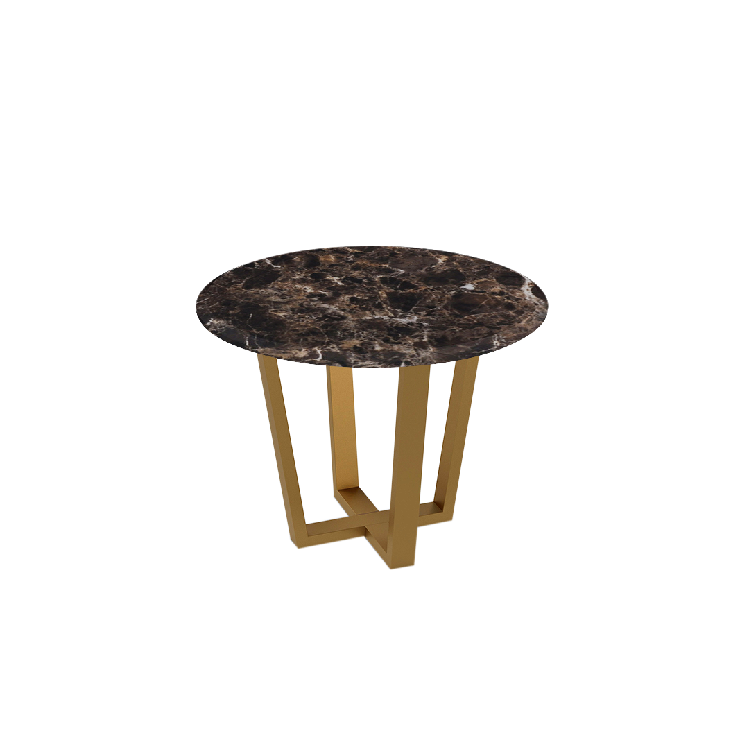 Mix & Match Round Marble Dining Table with Gold Metal Base (4-seater)