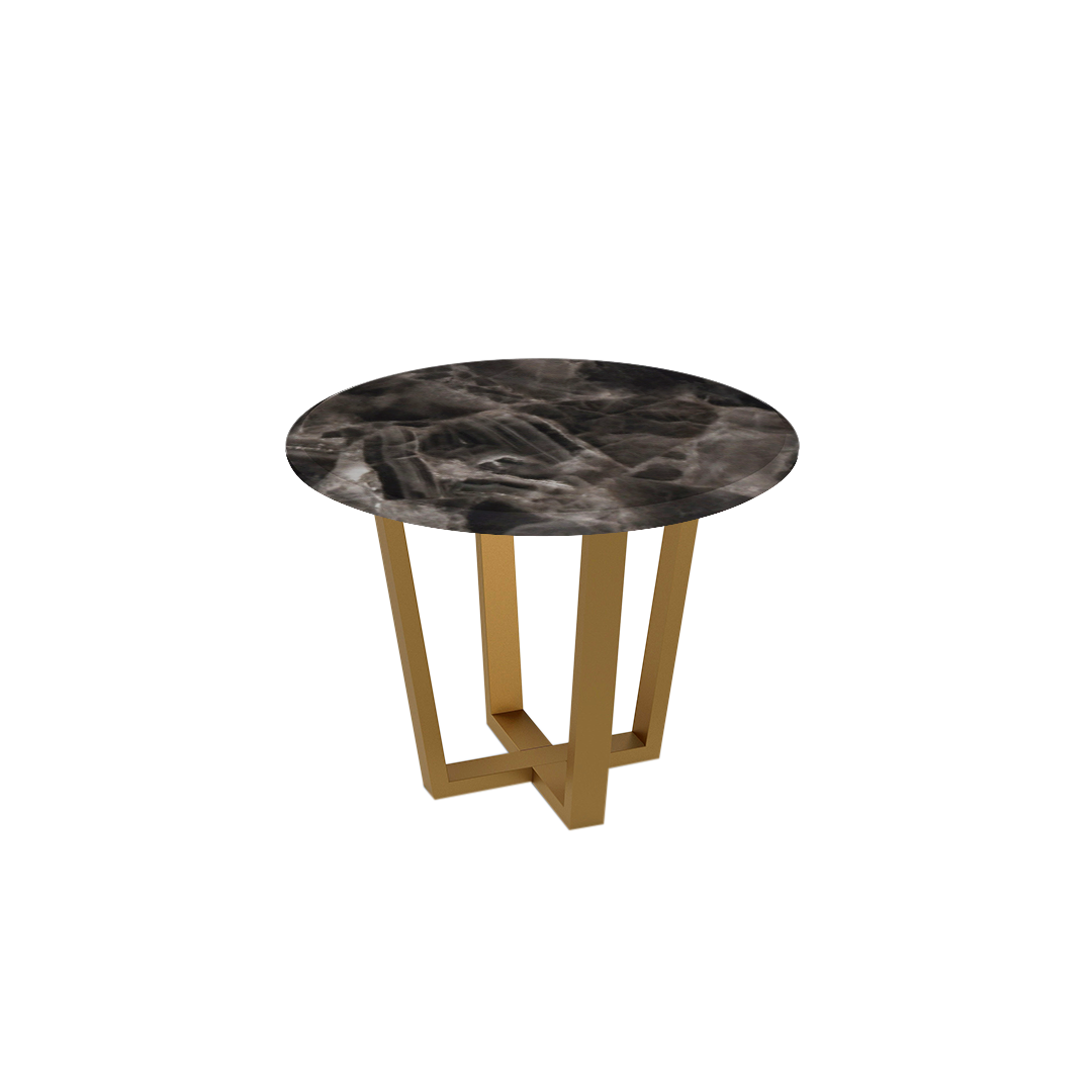 Mix & Match Round Marble Dining Table with Gold Metal Base (4-seater)