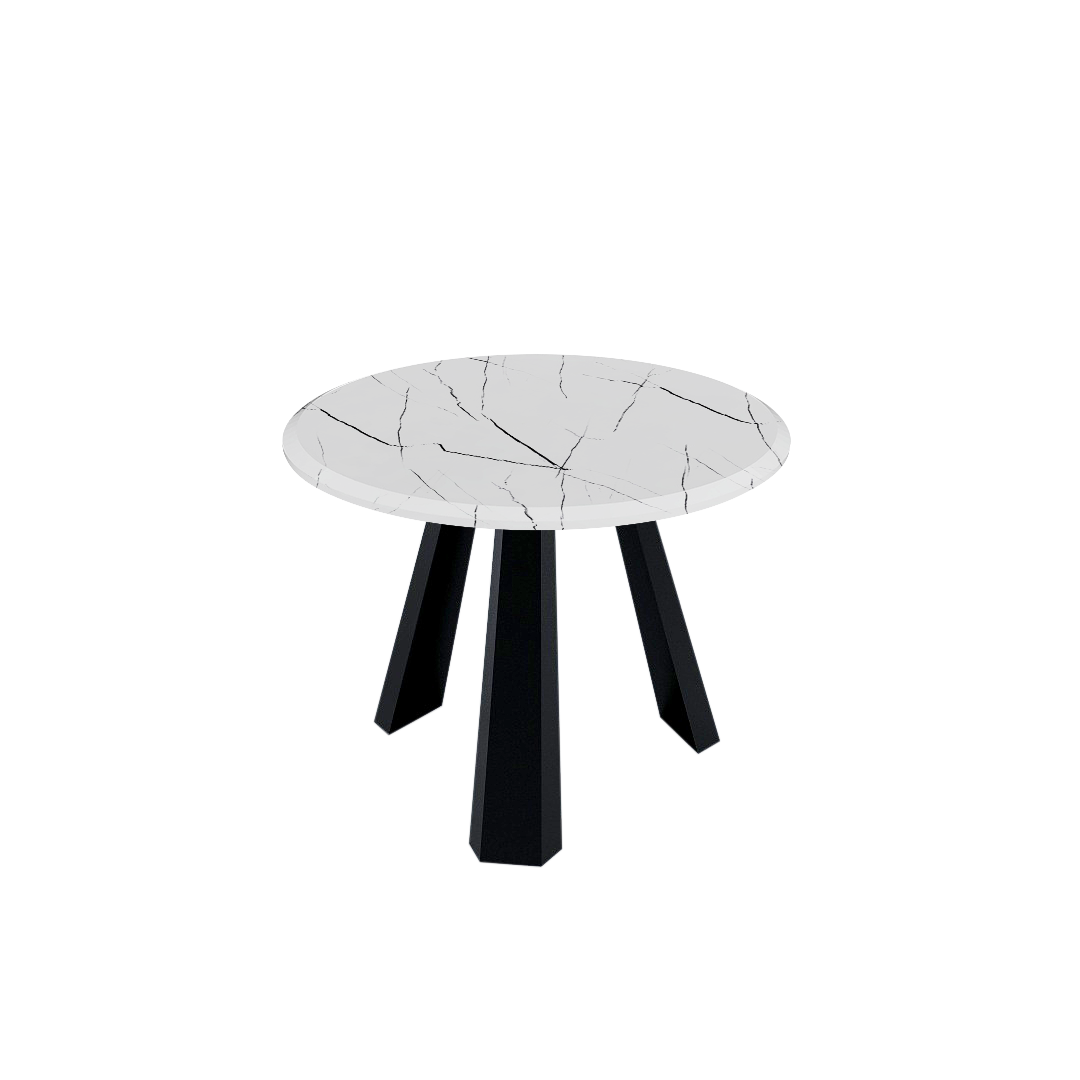 Mix & Match Round Marble Dining Table with Black Metal Base (4-seater)