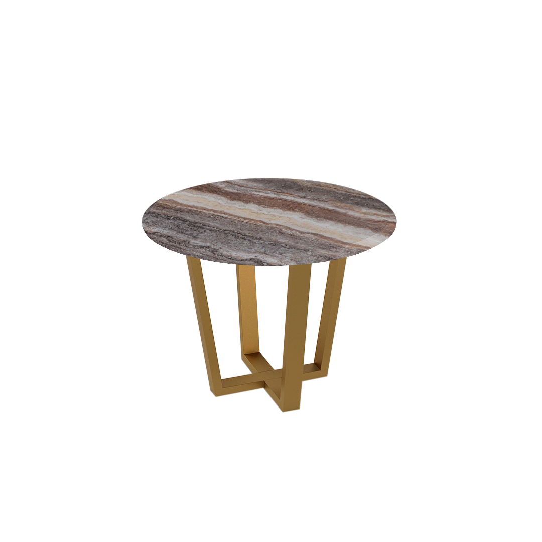 Mix & Match Round Marble Dining Table with Gold Metal Base (4-seater)