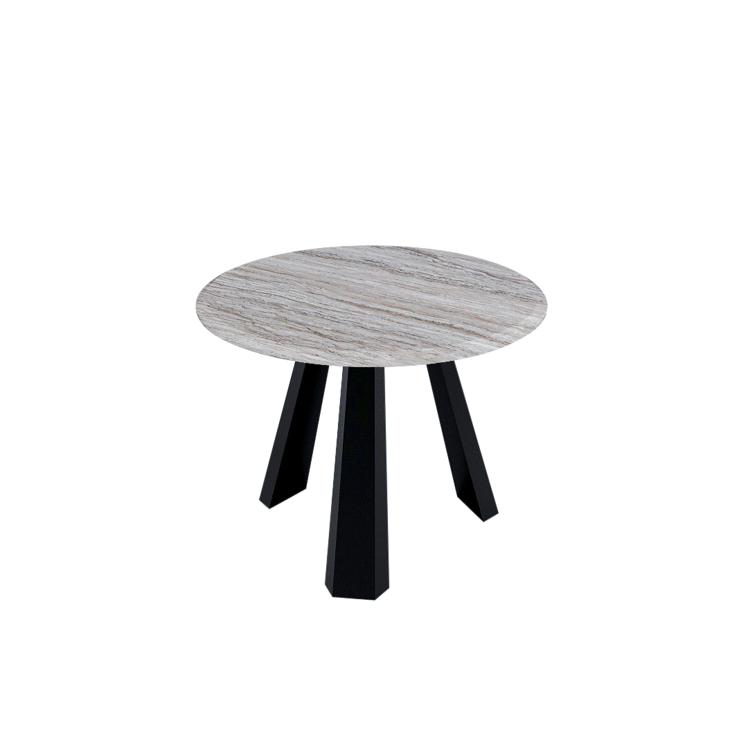Mix & Match Round Marble Dining Table with Black Metal Base (4-seater)