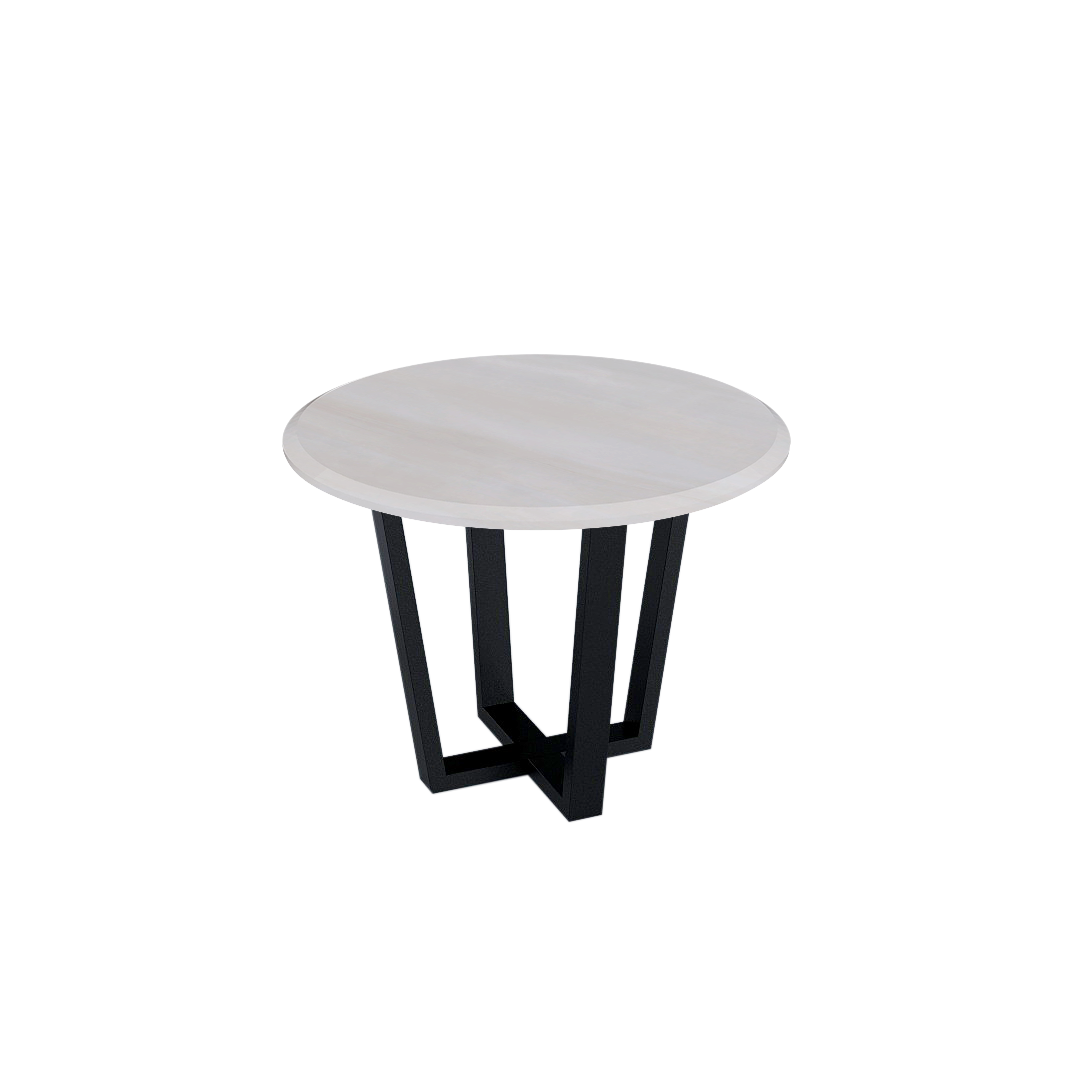 Mix & Match Round Marble Dining Table with Black Metal Base (4-seater)