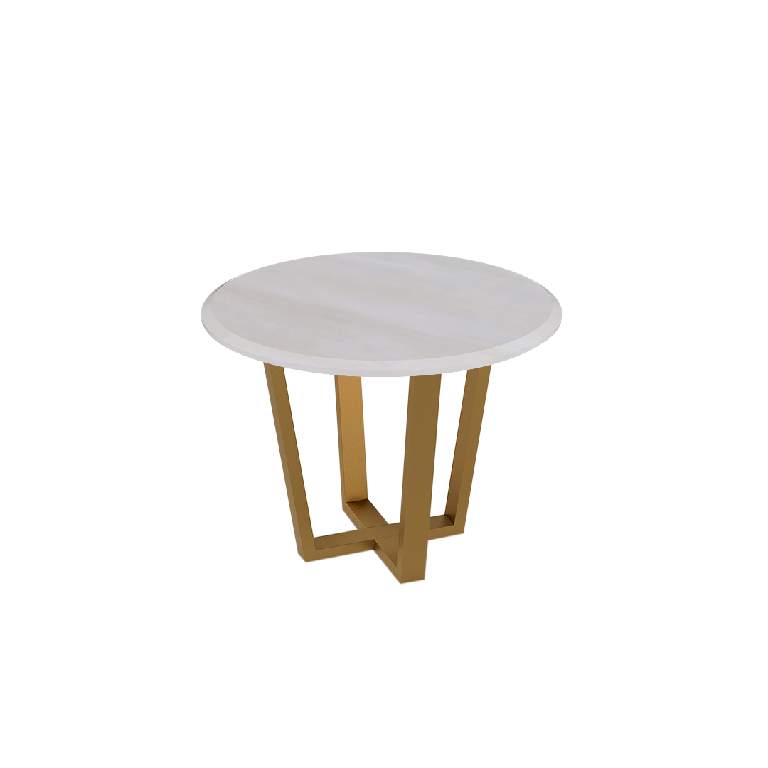 Mix & Match Round Marble Dining Table with Gold Metal Base (4-seater)