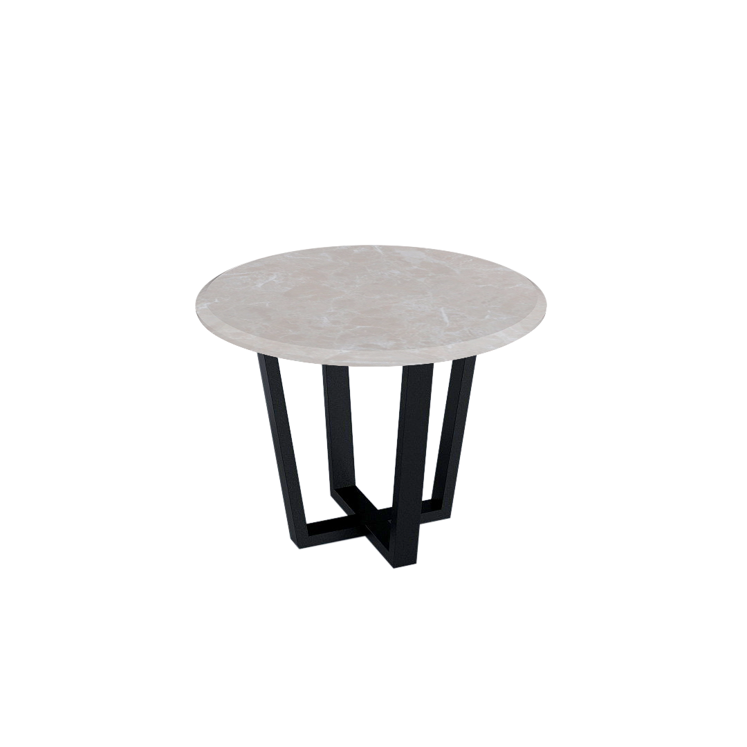 Mix & Match Round Marble Dining Table with Black Metal Base (4-seater)