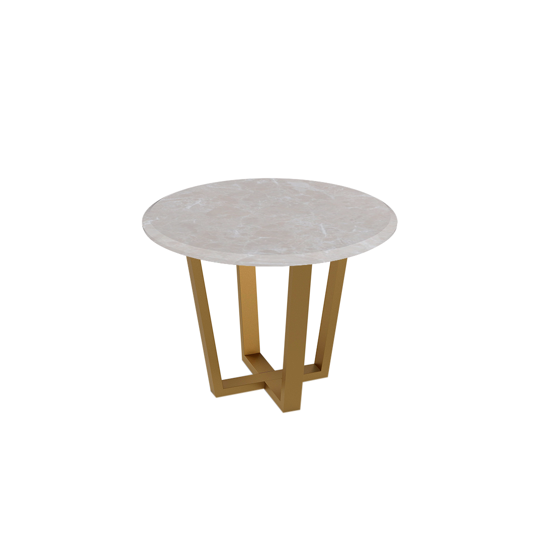 Mix & Match Round Marble Dining Table with Gold Metal Base (4-seater)