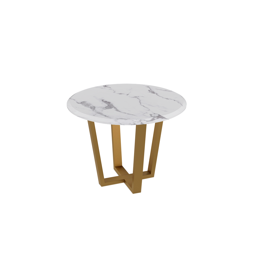 Mix & Match Round Marble Dining Table with Gold Metal Base (4-seater)