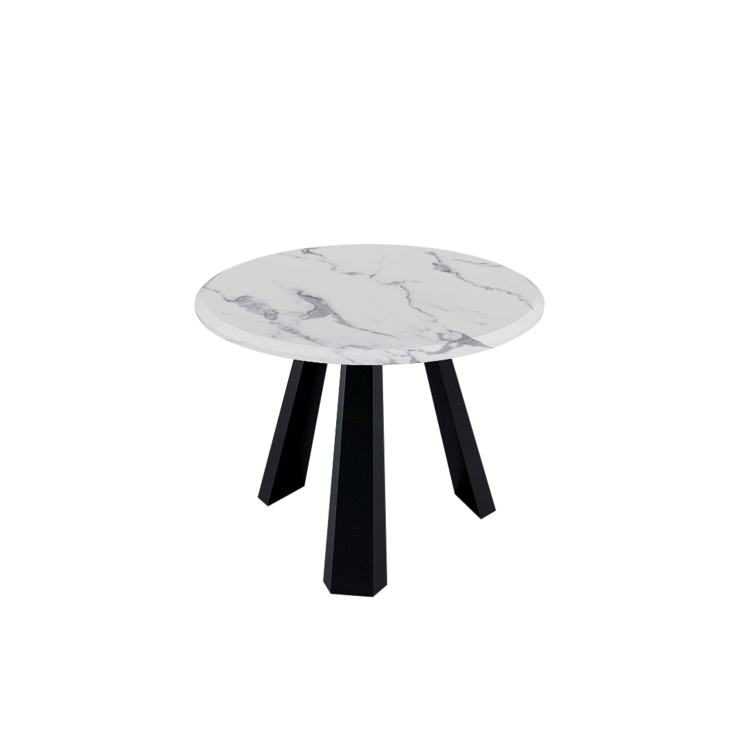 Mix & Match Round Marble Dining Table with Black Metal Base (4-seater)