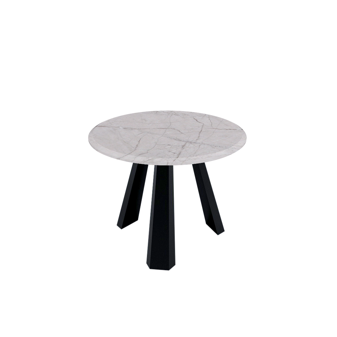 Mix & Match Round Marble Dining Table with Black Metal Base (4-seater)