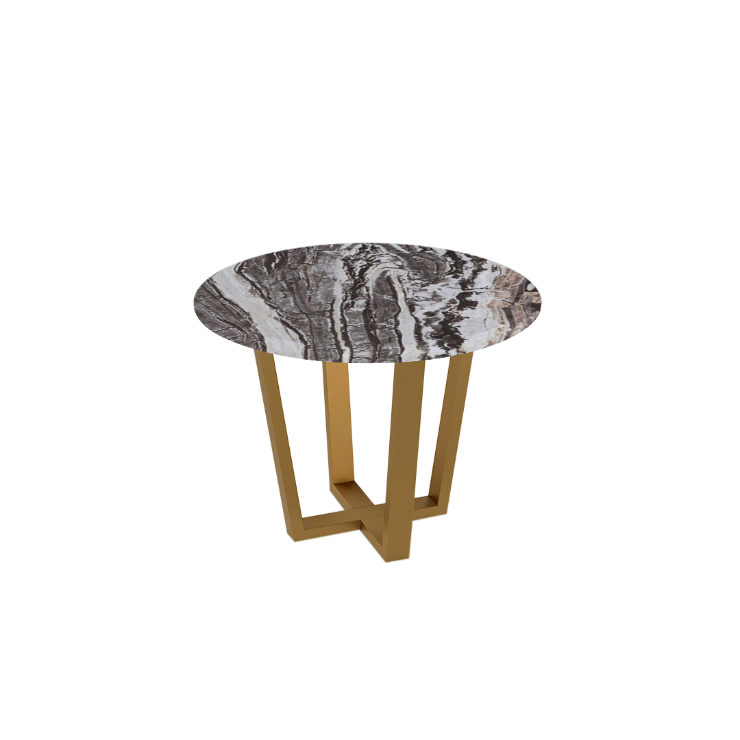 Mix & Match Round Marble Dining Table with Gold Metal Base (4-seater)