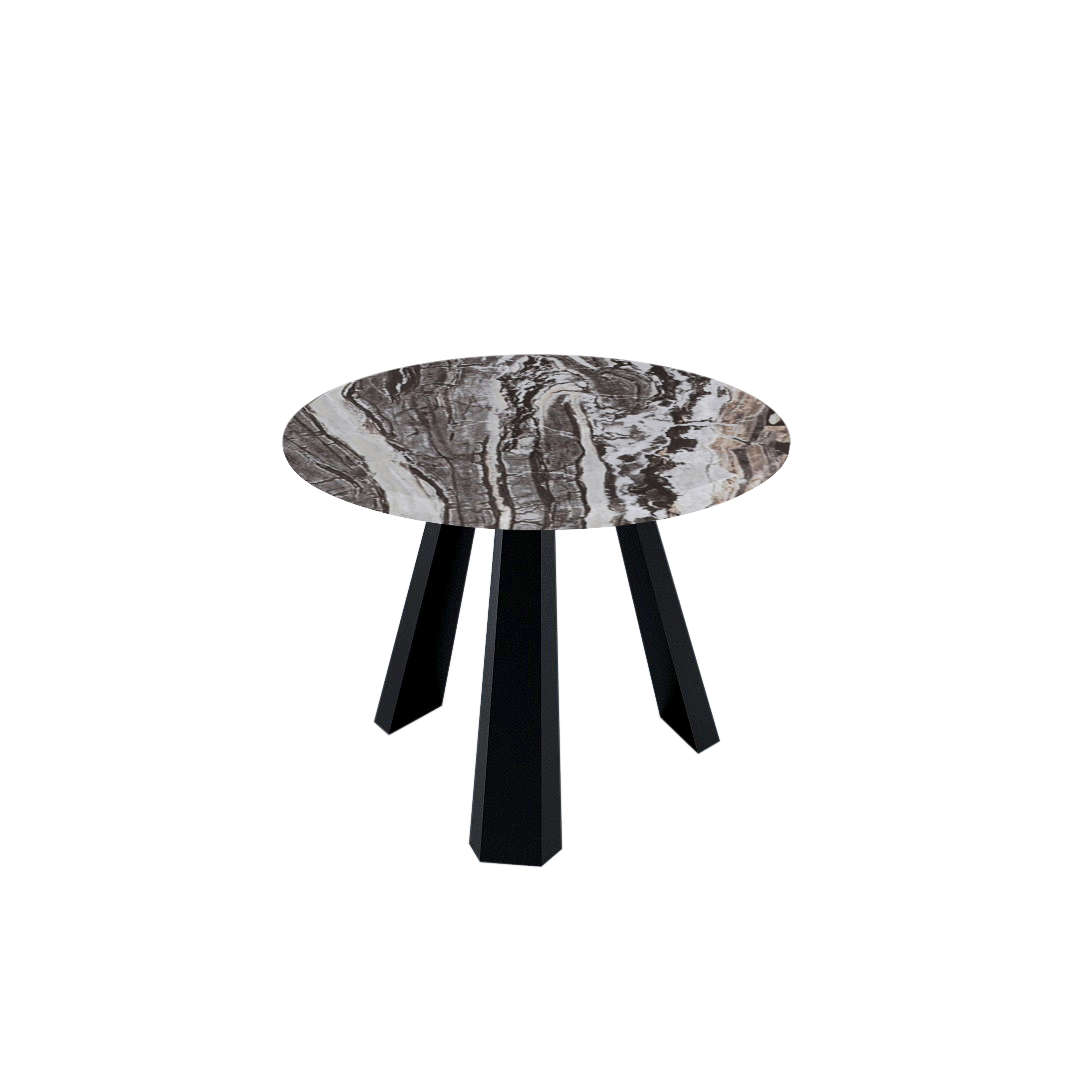 Mix & Match Round Marble Dining Table with Black Metal Base (4-seater)