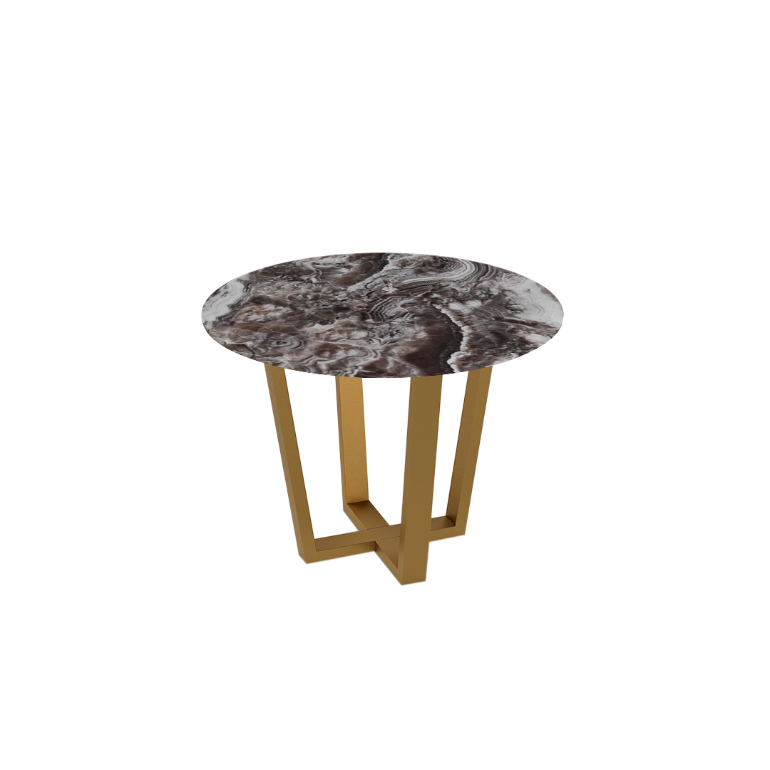 Mix & Match Round Marble Dining Table with Gold Metal Base (4-seater)