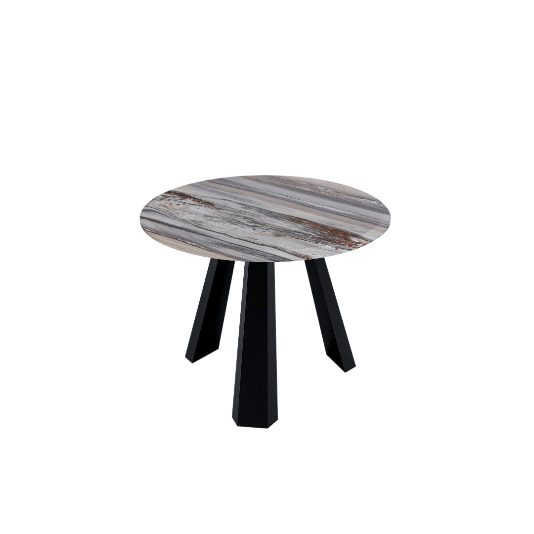 Mix & Match Round Marble Dining Table with Black Metal Base (4-seater)