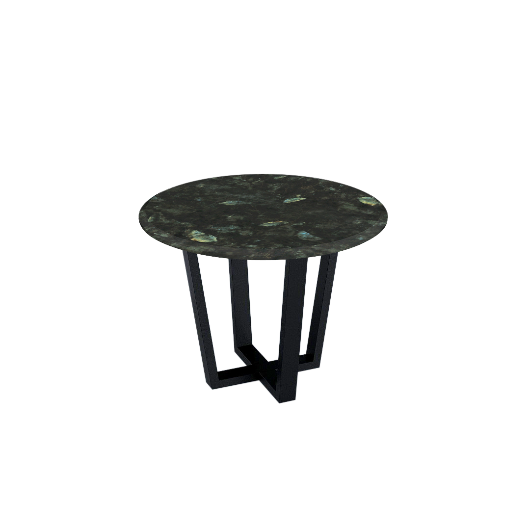 Mix & Match Round Marble Dining Table with Black Metal Base (4-seater)
