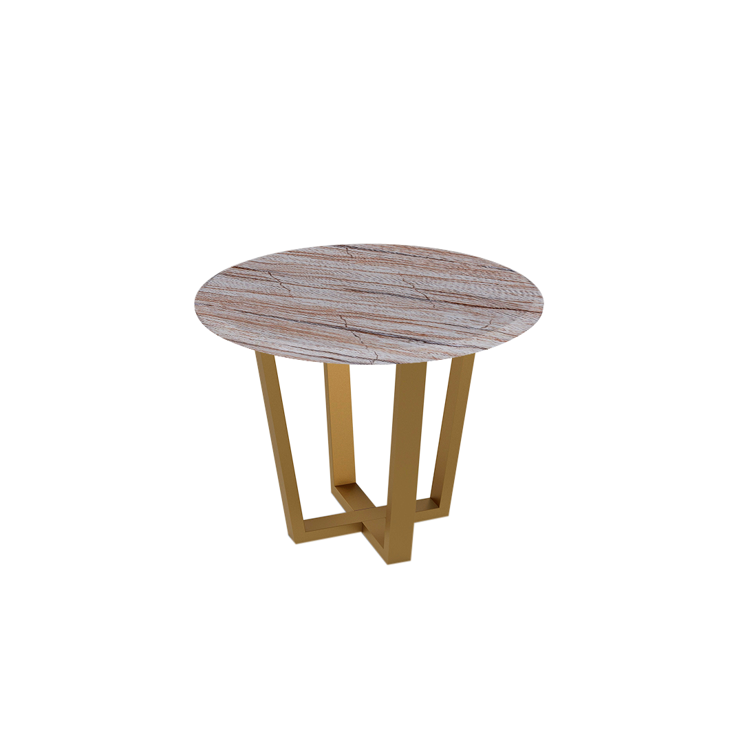 Mix & Match Round Marble Dining Table with Gold Metal Base (4-seater)