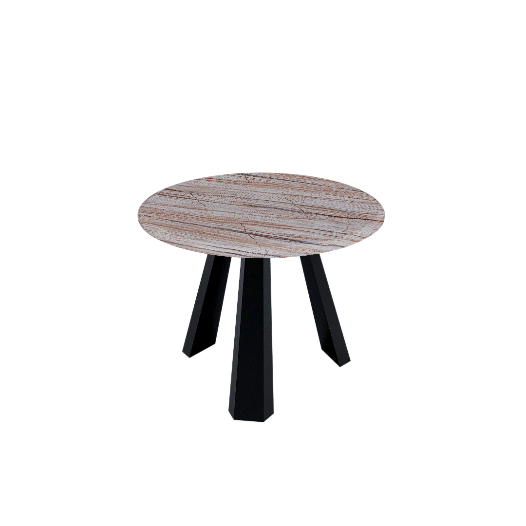 Mix & Match Round Marble Dining Table with Black Metal Base (4-seater)