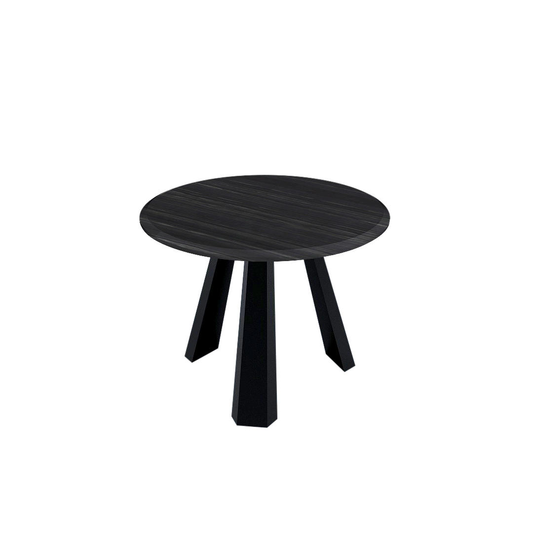 Mix & Match Round Marble Dining Table with Black Metal Base (4-seater)