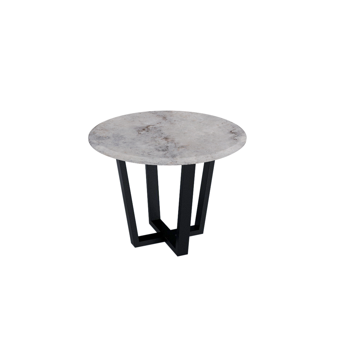 Mix & Match Round Marble Dining Table with Black Metal Base (4-seater)