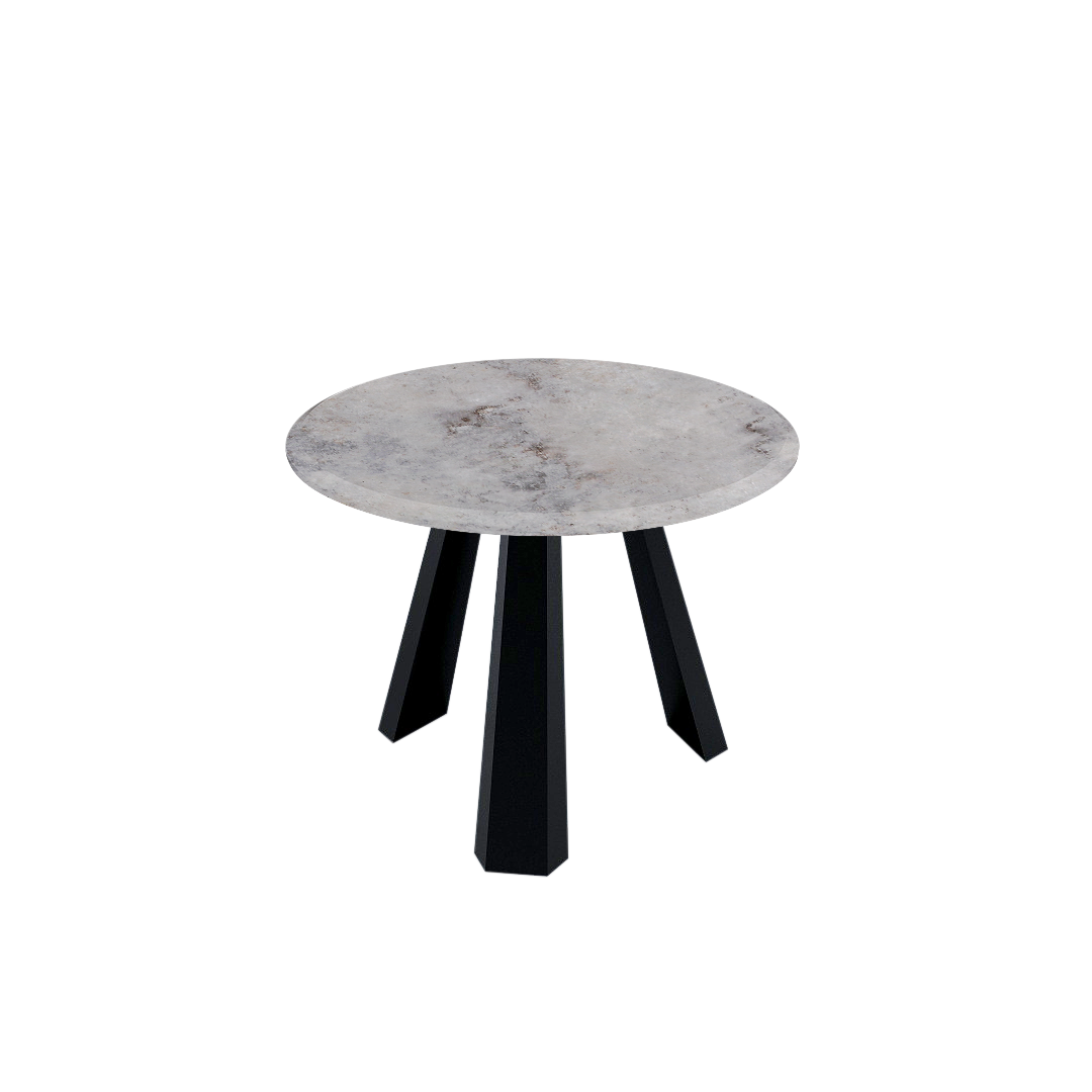 Mix & Match Round Marble Dining Table with Black Metal Base (4-seater)