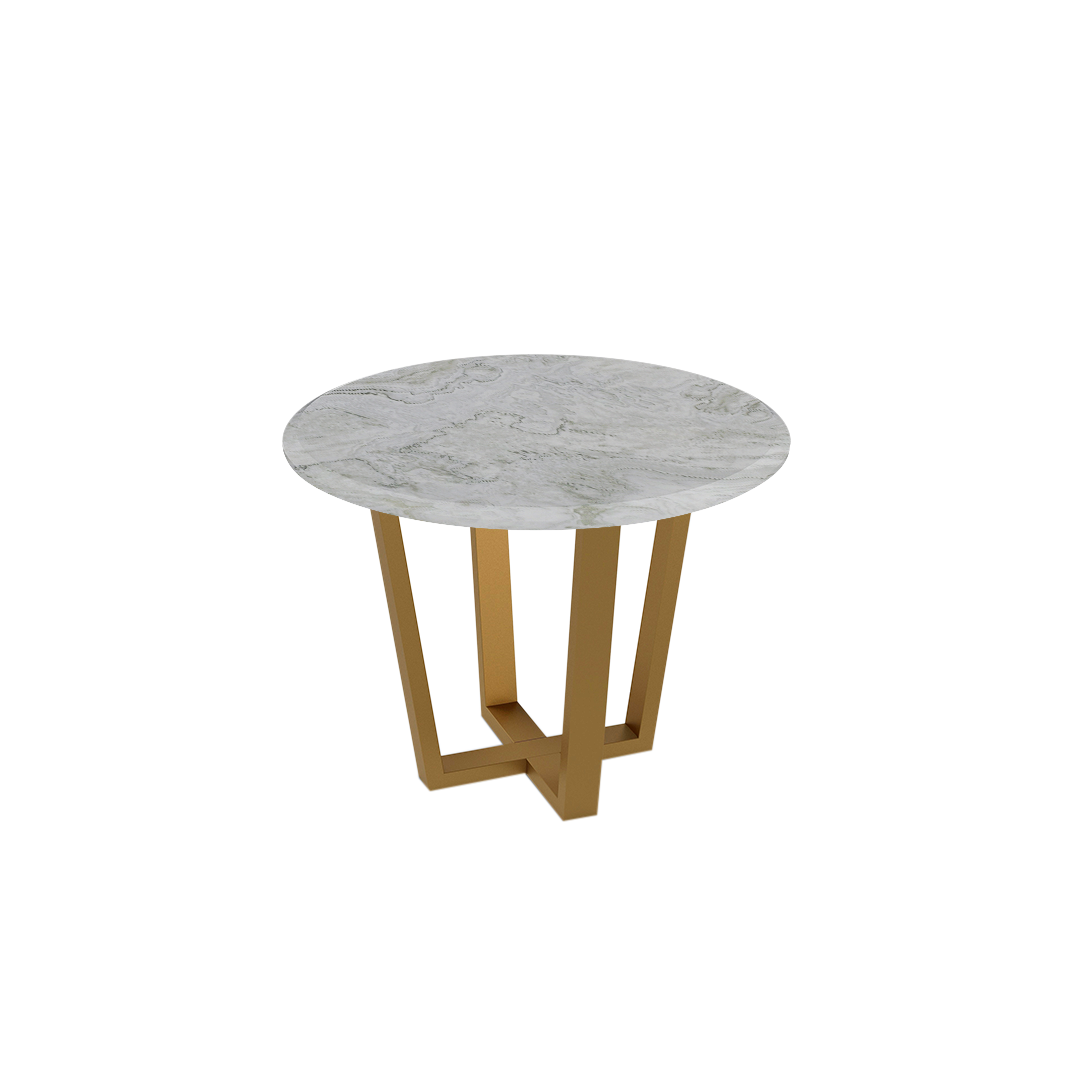 Mix & Match Round Marble Dining Table with Gold Metal Base (4-seater)