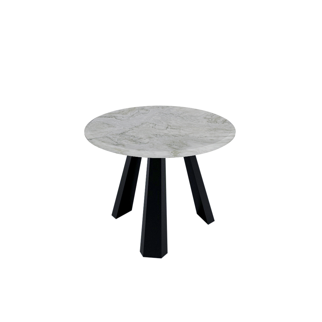 Mix & Match Round Marble Dining Table with Black Metal Base (4-seater)