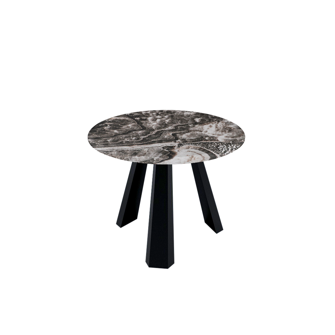 Mix & Match Round Marble Dining Table with Black Metal Base (4-seater)
