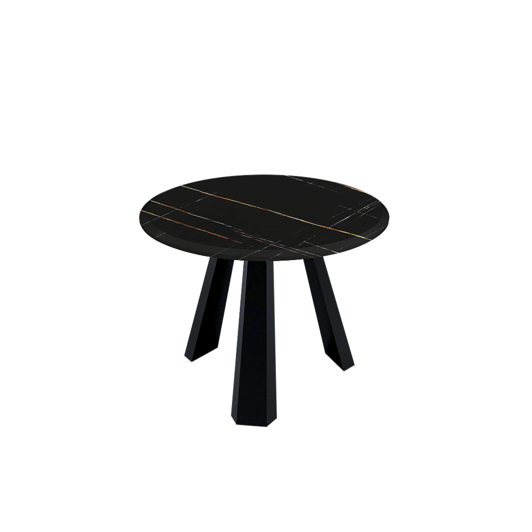 Mix & Match Round Marble Dining Table with Black Metal Base (4-seater)