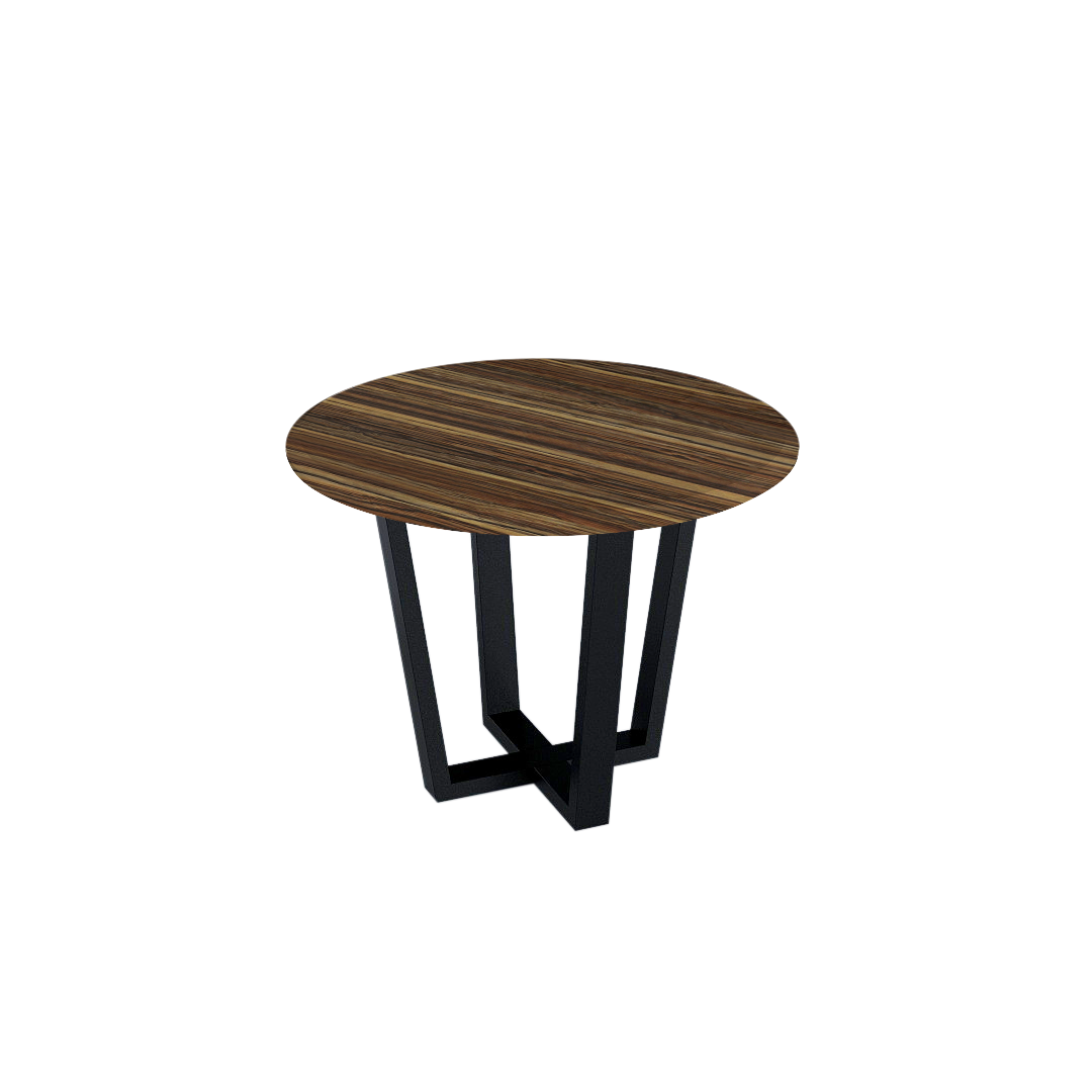 Mix & Match Round Marble Dining Table with Black Metal Base (4-seater)