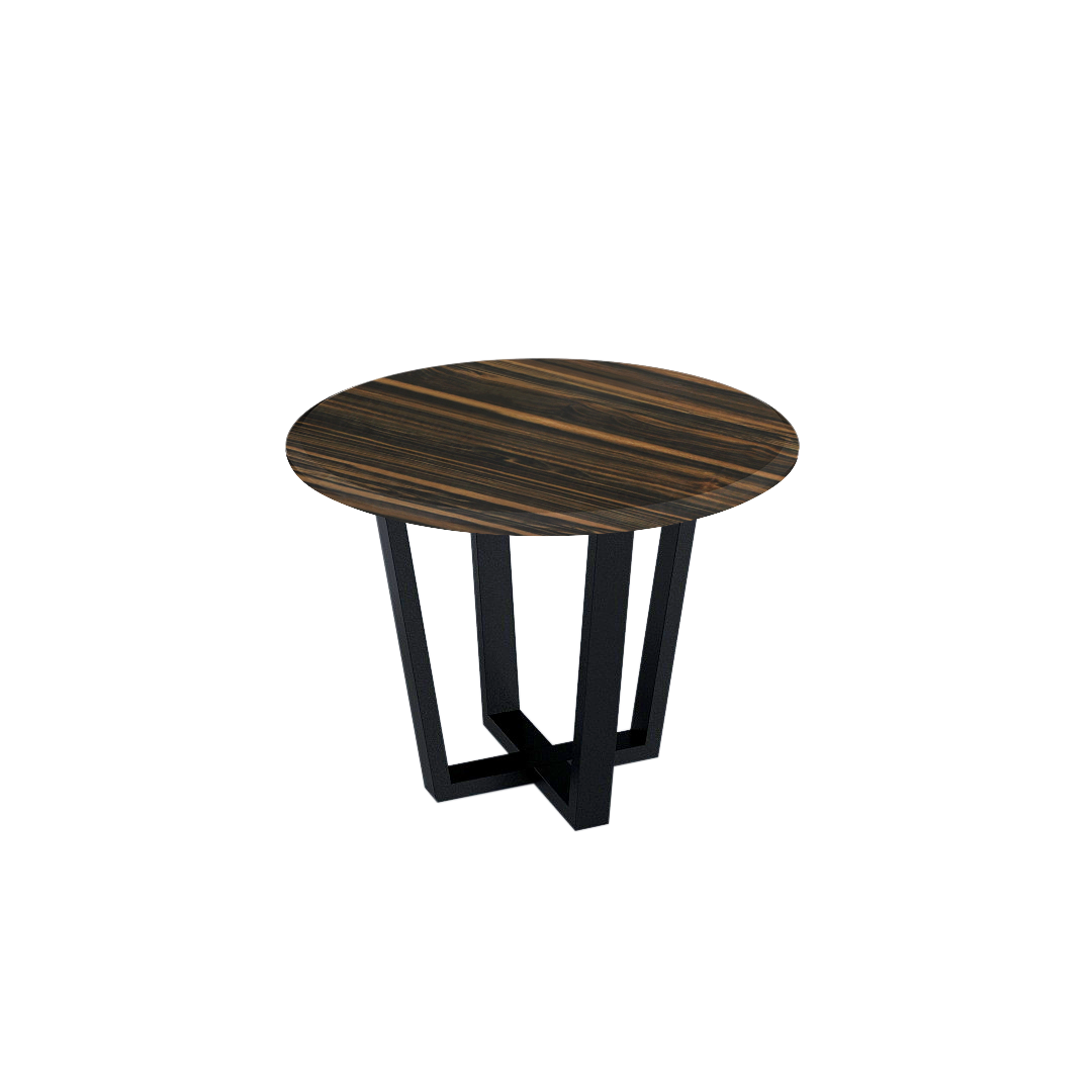 Mix & Match Round Marble Dining Table with Black Metal Base (4-seater)